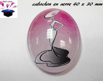 1 cabochon glass 40x30mm modern fashion theme