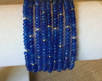 Cuff Bracelet, multi strand blue stones.