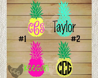 Pineapple Decal - Monogram Pineapple Decal Solid Color