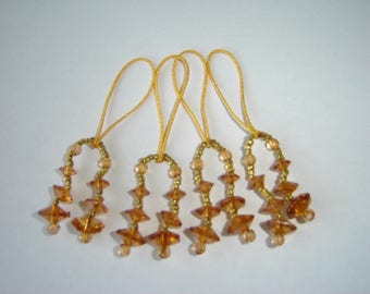 4 TASSELS IN CARAMEL AMBER COLOR BEADS