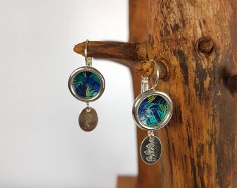 Earrings dangle earrings 925 sterling silver and paper jungle