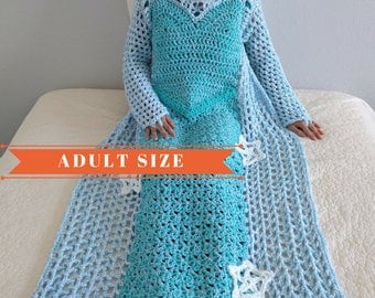 Princess Dress Blanket, Crochet Blanket Pattern, Frozen crochet pattern, Elsa Dress Crochet Pattern, Frozen Blanket Pattern, Woman size