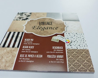 block printed paper with 30 sheets of vintage elegance scrapbooking 15 cm square