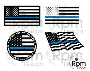 Thin Blue Line Flag SVG File, Thin Blue Line Cut, Police SVG, Police CUT, Blue Lives Matter, Cricut, dxf file, Digital File, Download