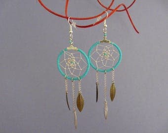 turquoise dream catcher earring