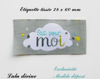 Woven - label made for me - 28 x 60 mm, grey cloud