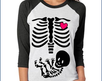 Skeleton Maternity Shirt Raglan Baby Free Shipping
