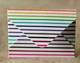 Rainbow Multicolored Striped Cardstock Gift Card Holder / Mini Envelope