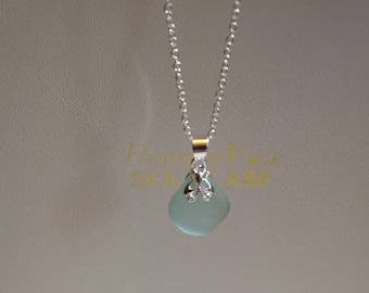 STUNNING SEAGLASS sterling silver necklace (309/18)