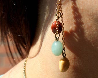 Earrings three gemstones