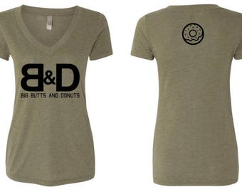 Women's Premium V-Neck Triblend Tshirt "Big Butts & Donuts"