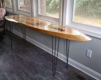 Tulip Poplar Slab Table Hairpin Legs