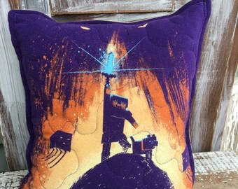 50% OFF- Minecraft Throw Pillow--Upcycled Eco Friendly-Quilted