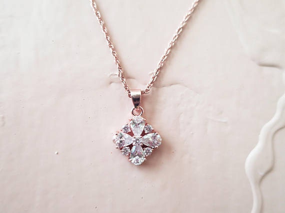 rose gold crystal necklace