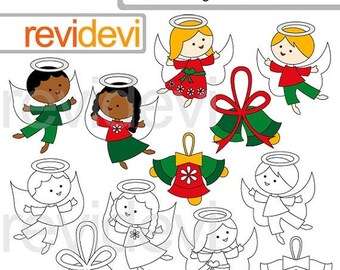 35% OFF SALE December Angels clipart / Cute angel clip art / digital images / christmas graphics / commercial use