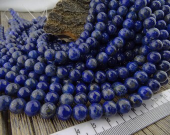 8mm Blue Lapis Lazuli Beads, Lapis Beads 8mm, Lapis Lazuli, Pyrite Flecks, Natural Gemstone, 8 mm Natural Lapis Beads, Restocked 7/14