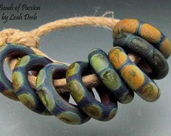 Glass Rings Handmade Beads of Passion SRA - 8 Tribal Rings - Xtra Small