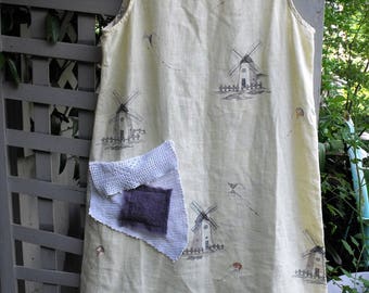 Windmills and Kites, Linen and Crochet, Ruffles and Romance, Summer Play Dress, Beachwear Chic, 100 Percent Linen, Sheerfab Funwear