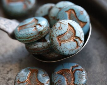 LIL' CHICKS No. 7 .. NEW 10 Premium Picasso Czech Glass Coin Beads 12mm (5898-10)