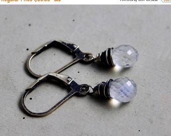 Moonstone Earrings, Moonstone Jewelry, Crystal Drop Earrings,