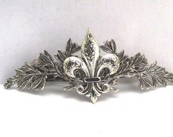 Fleur di Lis Barrette Celtic hair clips silver hair clips Bridal Hair barrette silver barrette MyElegantThings Bridal garland barrette