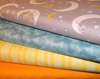 Sweet Dreams Little One Cotton Fabric in Gray