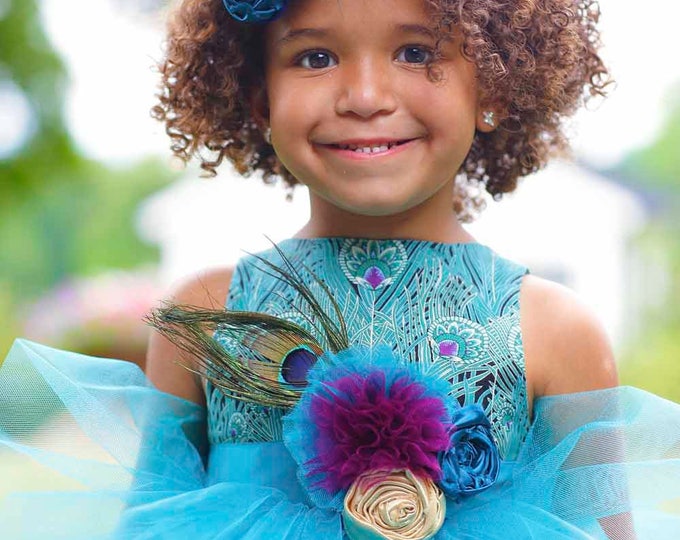 Flower Girl Dresses - Toddler Little Girls - Peacock Weddings - Full Length - Hand Layered Tulle - Handmade in Sizes 2T to 8 Years