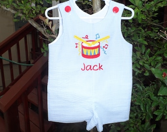 Boy's Jon Jon Romper with Drum Sizes 6 mo. - 3T Handmade