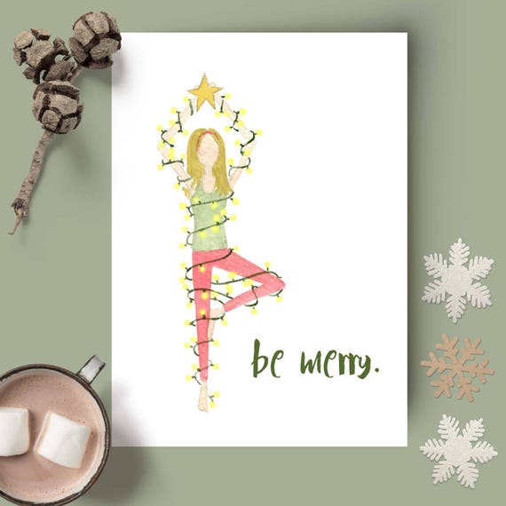 Be Merry Yoga Holiday Card Blank Inside Christmas Be Merry Yoga Holiday Card Blank Inside Christmas