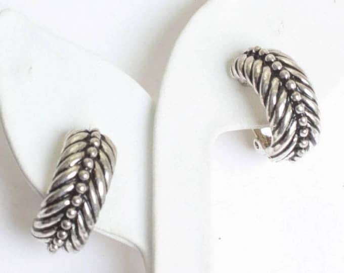 Bold Twist Design Cuff Bracelet Clip Earrings Beading Smaller Petite Wrist Size Vintage