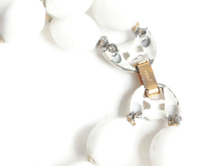Crown Trifari White Bead Bracelet Two Strand Vintage