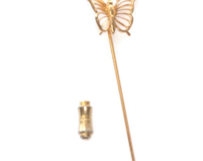 Beau Sterling Butterfly Stickpin Vermeil Gold Wash Finish Vintage