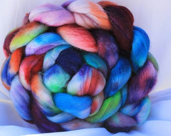 Hand painted Polworth silk 4.1 oz/117 grams #147