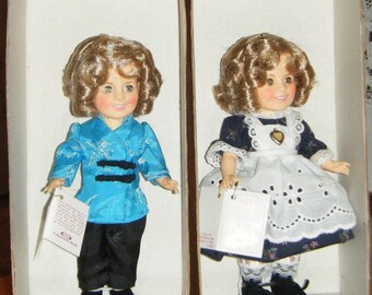 10% Off Vintage Mint Ideal Shirley Temple Dolls 1982 Price for Both Eight Inch Little Stowaway Littlest Rebel Never Removed from boxes