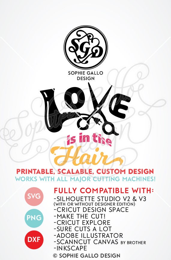 Download Love is in the Hair SVG DXF PNG digital download files for