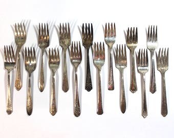 Set of 15 Silver Plate Scrap Salad Forks • Craft Supplies
