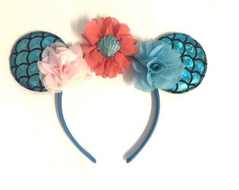 Mermaid DIY Kit Blue Hot Pink Green Floral Mermaid Headband Kit- Mermaid Flower Headband- Magical Mermaid Headband -Mermaid Headband