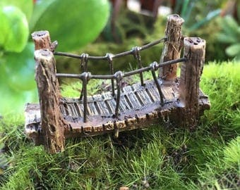 SALE Micro Mini Fairy Garden Suspension Bridge, Fairy Garden Accessory, Home & Garden Decor, Terrarium, Topper, Shelf Sitter, Enchanted Gar