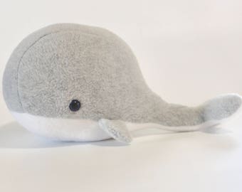 Whimsical Gray Plush Whale