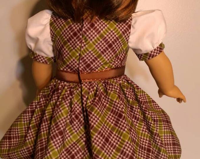 50' style plaid short sleeve dress fits 18 inch dolls