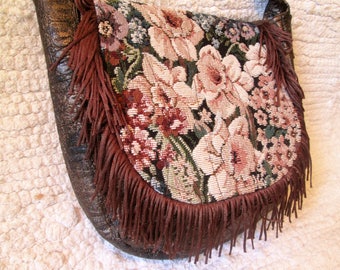 Bohemian Faux Reptile Tapestry Fringe Cross Body Messenger Bag