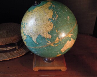 Vintage Antique 1930's Cram's Universal Terrestrial Globe / Library Display / George F Cram / Tabletop globe 9 inch / Antique World Globe