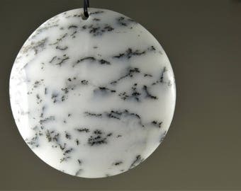 American Moss Agate Round Disc Pendant - 47.5mm x 8.5mm - B7554