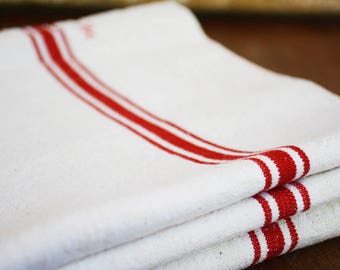 Antique French Linen Tea Towels, Monogrammed Linens Initials F, Vintage Linen Torchons perfect Vintage French Kitchen Decor