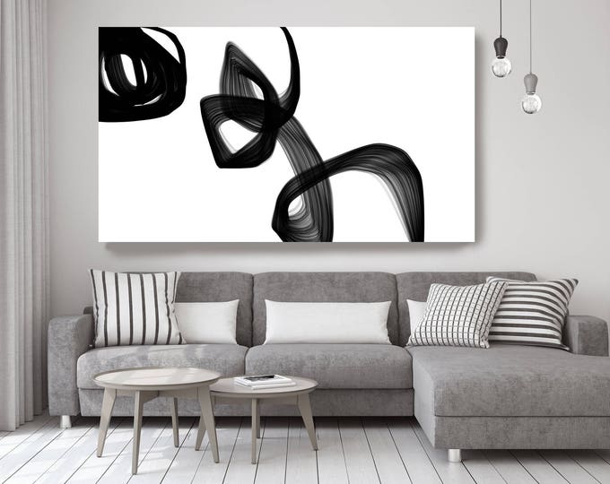 Abstract Expressionism in Black And White 6. Unique Abstract Wall Decor, Large Contemporary Canvas Art Print up to 72" by Irena Orlov