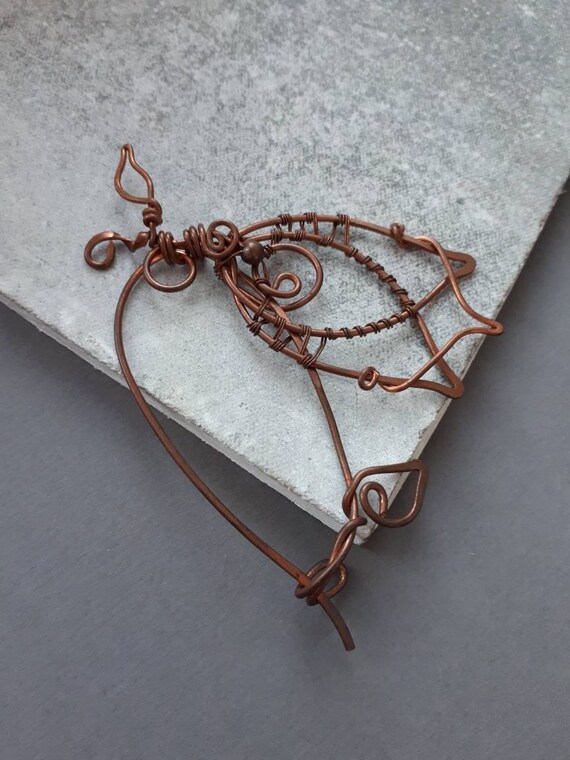 Shawl Pin Or Scarf Pin Wire Wrapped Copper Shawl Pin Floral 