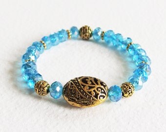 Bracelet Romantique Victorien - Tess d'Uberville - Perles Cristal Swarovski, métal or vieilli ciselé - Bijou créateur, pièce unique