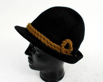 SALE Vintage Black Wool Fedora / Men's Wool Hat Size 58