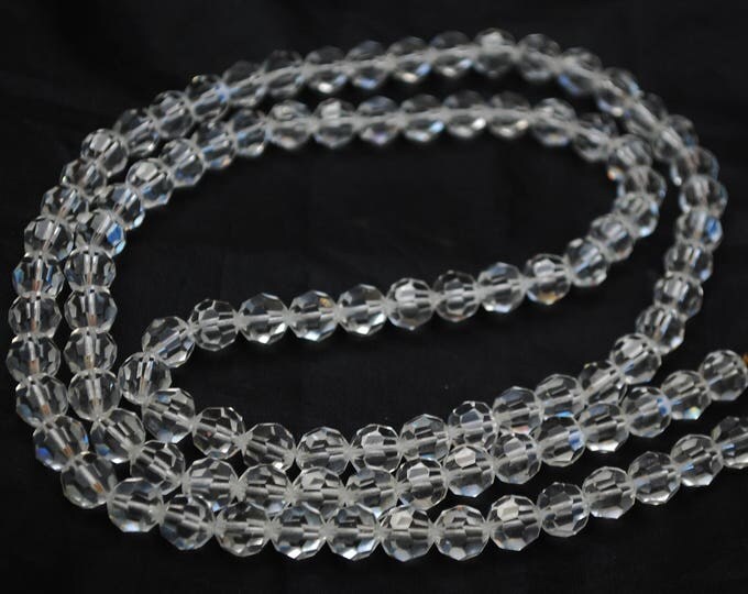 Crystal Bead Necklace - Single strand - facet cut crystal glass beads - 36 inches - Wedding Bride
