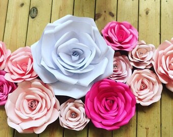 Handmade 3D Blooming Roses Paper Flowers Various Colors